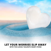 Himalayan Glow 10cm Selenite Crystal Heart Stone for Healing and Meditation, Stone-10 cm, White