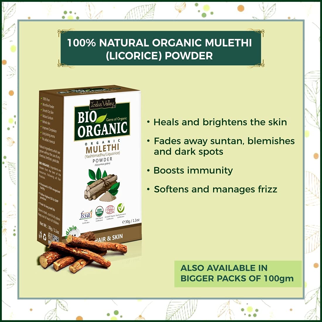 INDUS VALLEY Antibacterial Face Pack (Neem & Mulethi Powder,Orange Powder,Sandalwood) Beauty Gift Set -120g, Each 30gm