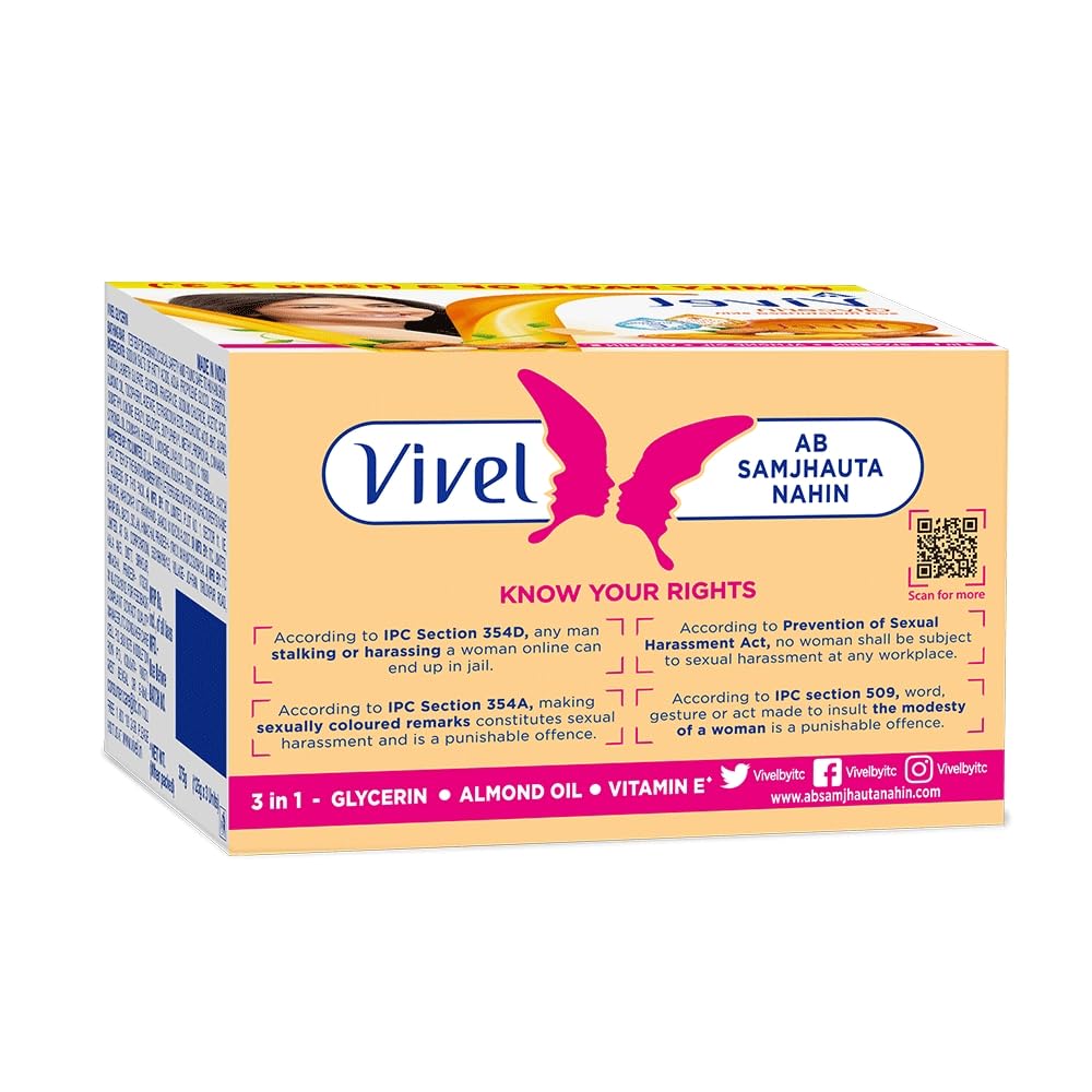 Vivel Glycerin Bathing Bar Soap for Soft Moisturized Skin with Pure Almond Oil & Vitamin E, Special Pack 125gx3 (Pack of 3)