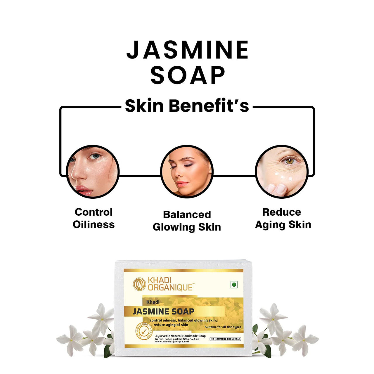 Khadi Organique Natural Herbal Jasmine Soap Pack of 4
