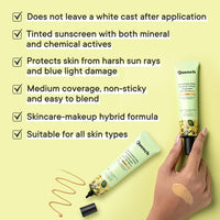 QUENCH BOTANICS Quench Daily Defense Tinted Sunscreen SPF 50 PA+++ for Glowing Skin with Avocado & 2% Niacinamide | Normal Blue Light Protection | Satin-Matte Finish | Made in Korea (Light, 50ml)