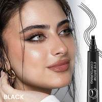 ZEYFLEEB 4 Point Eyebrow Pencil Black,Waterproof Microblading Eyebrow Pencil with a Micro-Fork Tip Applicator Creates || Black Fine Sketch Liquid Eye Brow Tattoo Tint Pen