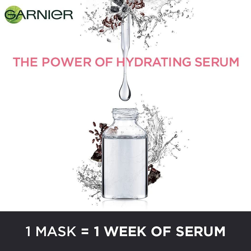 Garnier Skin Naturals, Face Masks, Hydrating, Purifying & Increases Glow, Black Serum Mask, 3 pc, 84g