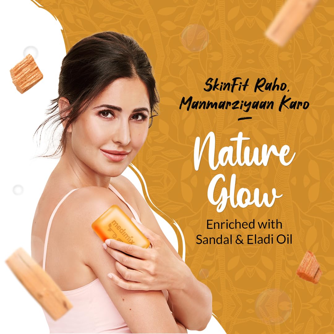 Medimix Ayurvedic Sandal Bathing Soap Bar With Eladi Oil 125Gm (Buy 4 and Get 1 Extra Combo Pack) | For Naturally Glowing Skin | Herbal | Natural | Paraben-free & Sulphate-free | 100% Vegan