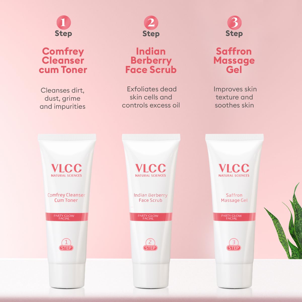 VLCC Party Glow Facial Kit - 60g | Intense Glow For Clear, Bright Skin | Special Occasion at Home Facial | With Indian Berberry, Saffron, Mulberry, and Hazlenut