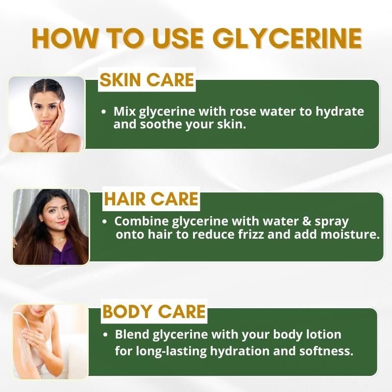 Mystiq Living Glycerine - Plant Based (Pure and Unscented) | For Face Skin and Body Care -100 ML