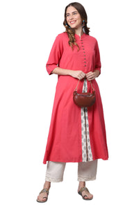 Pistaa's  Women Cotton Printed Cut Regular Kurta