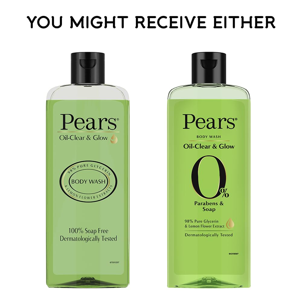 Pears Oil Clear & Glow Shower Gel, With 98% Glycerine, 100% Soap Free, Paraben Free, 250 ml (Pack of 2)