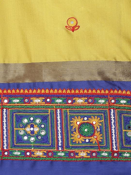 arriva fab Women Cotton Silk With Blouse Piece Saree (Riva405_ Red_ Free Size) (Yellow)