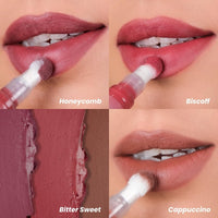 LAMIOR Blurry Fudgy Lip Tint - Combo of 3, Shade - Bitter Sweet | Ultra Velvety Matte | Transfer Proof & Hydrating Formula | Long-Lasting Lip Tint with Cushion Applicator | Vegan & Cruelty-Free