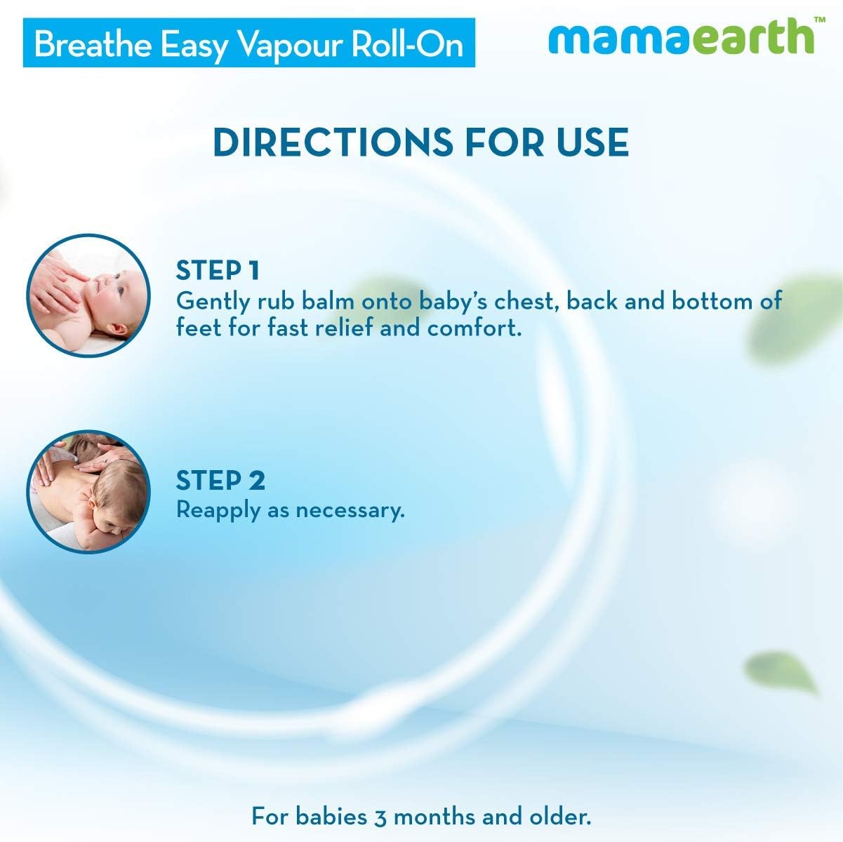 Mamaearth Natural Breathe Easy Vapour Roll-on for Cold & Nasal Congestion, with Wintergreen & Eucalyptus Oil, 40 ML