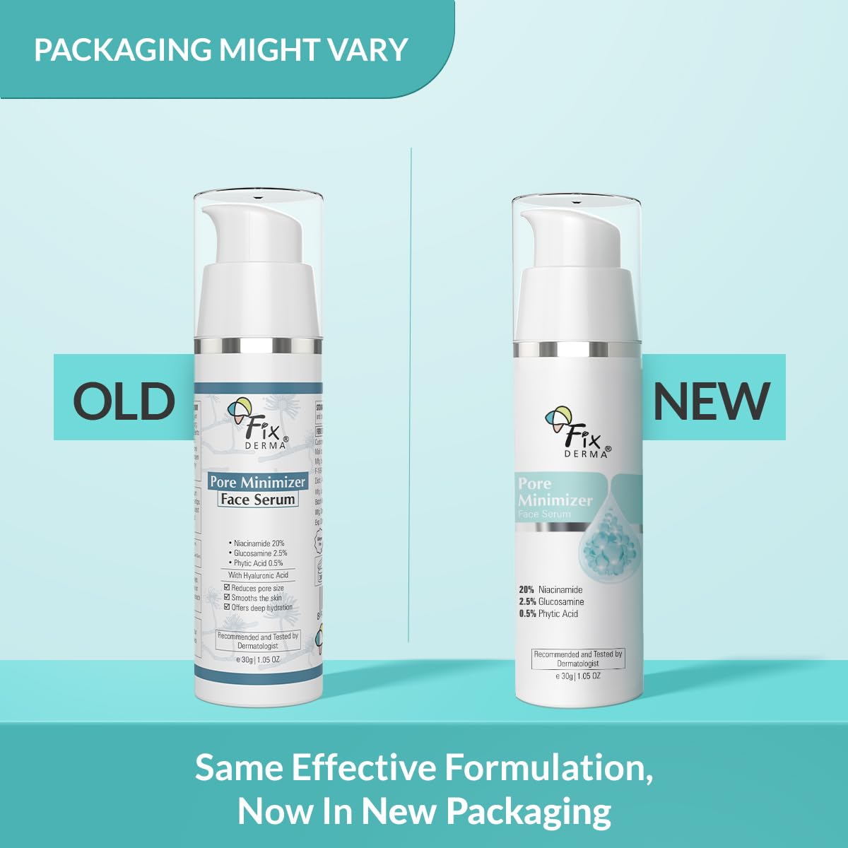 Fixderma 20% Niacinamide Serum for Face for Pore Minimizer with 2.5% Glucosamine & Hyaluronic Acid Serum | Open Pores Serum | Hydrating Serum | Face Serum for Men & Women - 30g