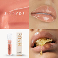 HYUE HydraPlump™ Lip Plumper | 4 ml | Long-term Plumping Effect & Hydration | Non-sticky Formula with Cooling Ice Cube sensation | Jojoba Oil, Vit E & Pomegranate Extract | Flat-tip Applicator (Skinny Dip, 4)