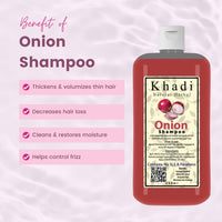 Khadi Natural Herbal Onion Shampoo For Hair Growth 1000ml | Anti Dandruff Hair Fall Control Shampoo With Amla, Aloevera & Vitamin E Natural Extract | Strengthen & Nourished Hair Paraben & Sulphate Free 1Litre Pack