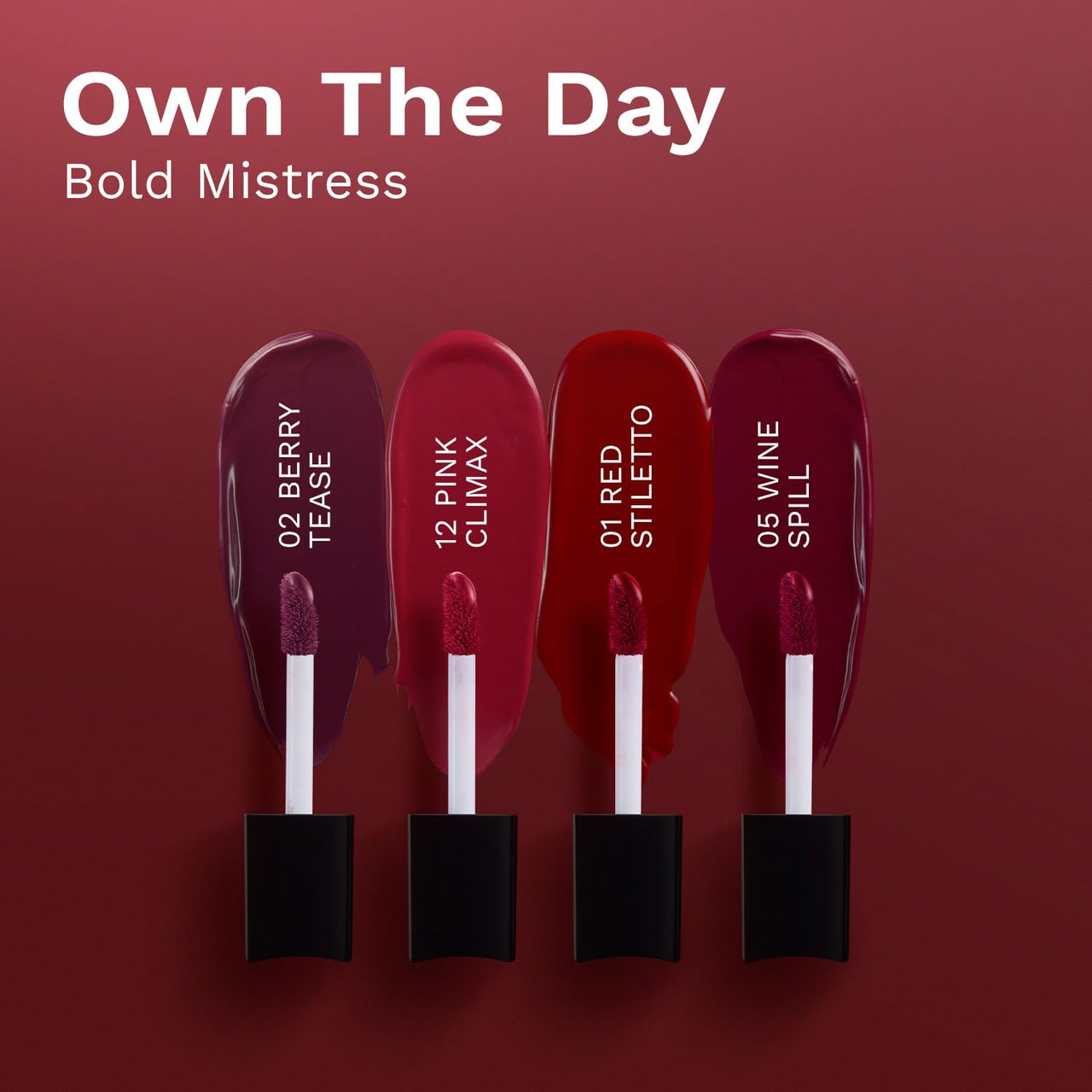 Pilgrim Matte Mini Liquid Lipstick 4 in 1 Pack Smudgeproof, Hydrating & Lightweight (Bold Mistress, 4 ml)