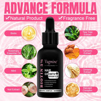 Vagmine Hair Growth Serum Plus With Biotin 5% & Rosemary - 60ml | Natural Treatment for Stronger, Thicker Hair | Promotes Healthy Hair Growth | Nourishes Scalp & Helps in Reduces Hair Fall