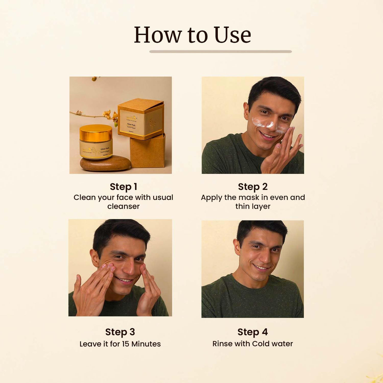 Mellow Herbals Ayurvedic Glow Face Pack | Brightening & Tan Removal | Papaya, Oat Grain & Almond Oil | Natural Exfoliation & Nourishment | Paraben & Silicone-Free | 50gm