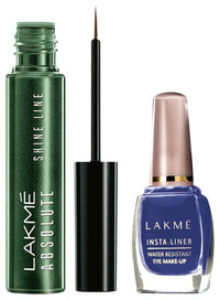 Lakmé © Insta Metallic Eye Liner, Blue, 9 Ml And Absolute Shine Line Liquid Eye Liner, Sparkling Olive, 4.5 Ml