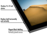 Americanflat 9x12 Picture Frame in Black - Engineered Wood Photo Frame with Shatter-Resistant Glass, Hanging Hardware, and Easel for Wall and Tabletop Display