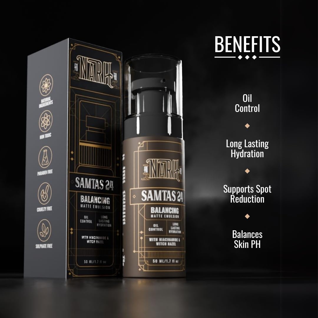 NARH SAMTAS 24 | Oil-Control Moisturizer | Long Lasting Hydration, Acne Spot Reduction With Niacinamide & Witch-Hazel Leaf Extract, Non-Sticky, Nourishing, Fast Absorbing & Balances Skin PH, 50ml