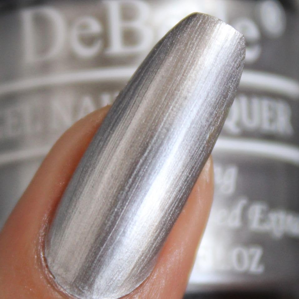 DeBelle Gel Nail Polish Chrome Silver (Metallic Silver Nail Paint)|Non UV - Gel Finish |Chip Resistant | Seaweed Enriched Formula| Long Lasting|Cruelty and Toxic Free| 8ml