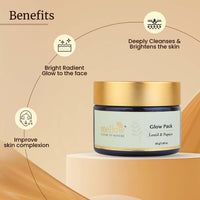 Mellow Herbals Ayurvedic Glow Face Pack | Brightening & Tan Removal | Papaya, Oat Grain & Almond Oil | Natural Exfoliation & Nourishment | Paraben & Silicone-Free | 50gm