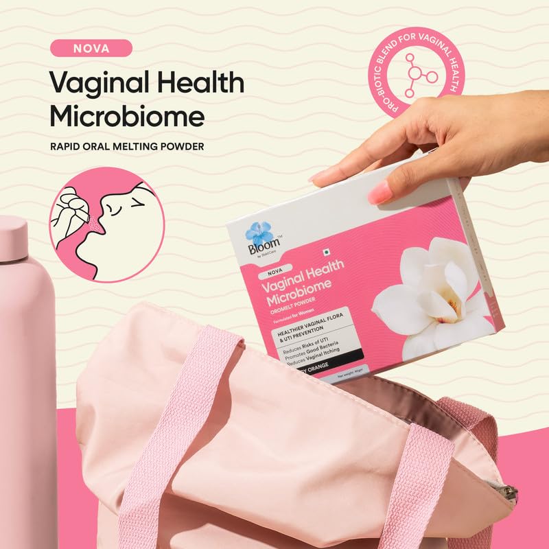 Bloom Vaginal Microbiome Oromelt Powder | 20 Easy Pour Sachets (Pack of 1) | For Vaginal Health & UTI Prevention | Probiotic | Reduces Inflammation & Bacterial Infection | Strawberry Flavour |