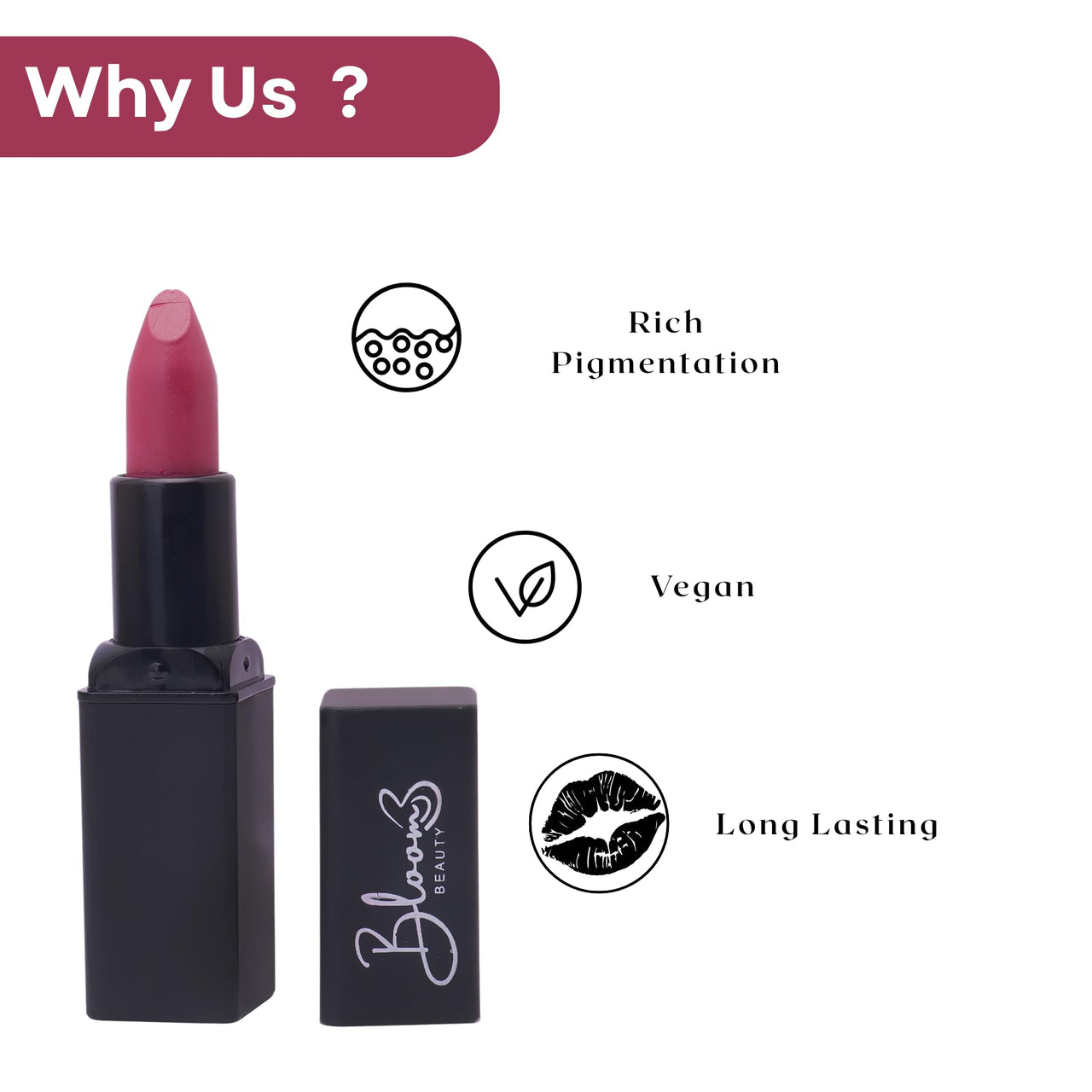 Bloom Beauty Bullet Lipstick Creamy Matte Finish Hydrating & Long-Lasting,Wild Berry