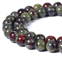 BEADNOVA Natural Dragon Blood Jasper Beads Natural Crystal Beads Stone Gemstone Round Loose Energy Healing Beads with Free Crystal Stretch Cord for Jewelry Making (8mm, 45-48pcs) 8mm