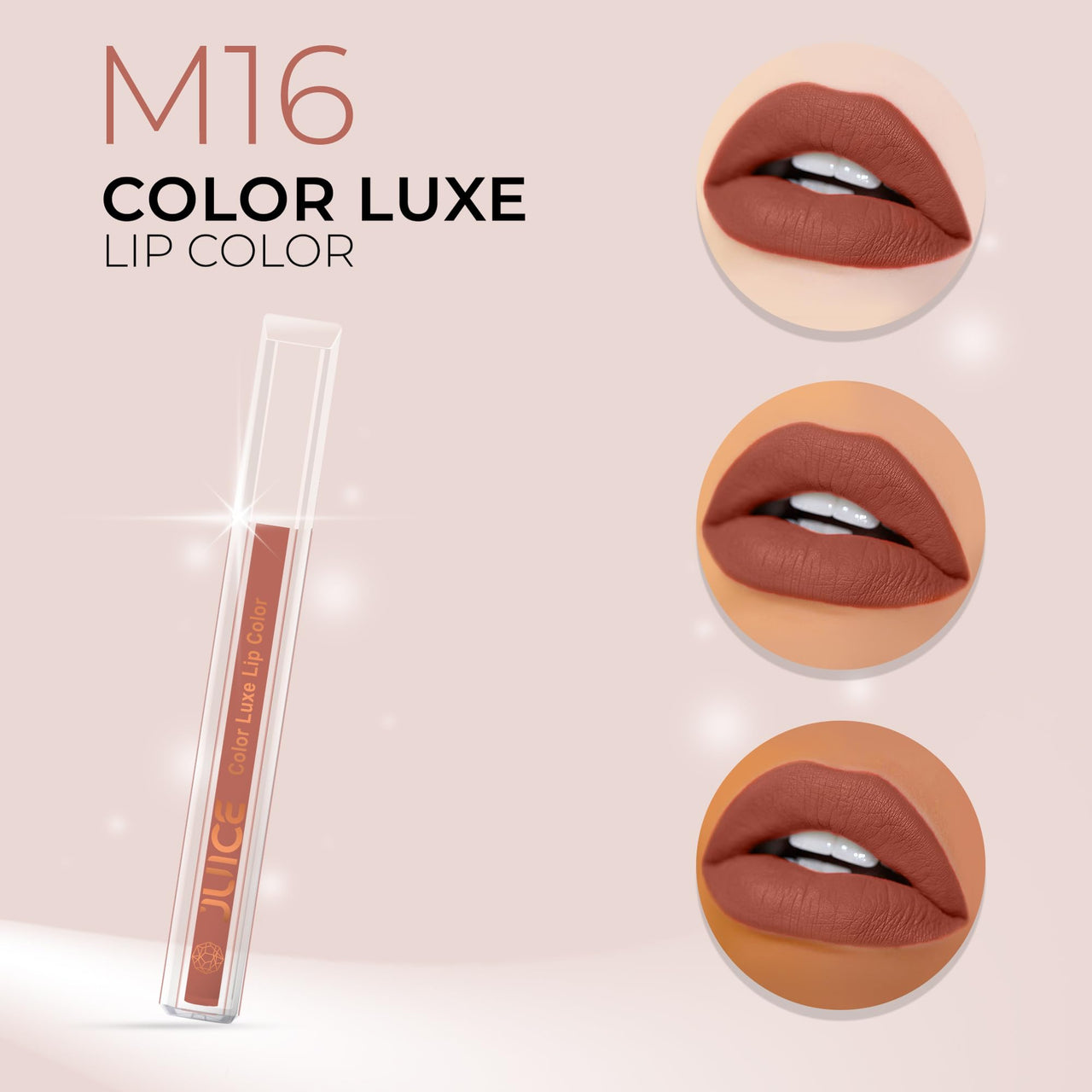 Juice Matte Luxe Lipstick - Vitamin E Enriched, Smudge-Free with Bio Retinol, Moisturizing Lock Technology, SPF 15, Long-Lasting Pack of 4 (Shades of Nude)