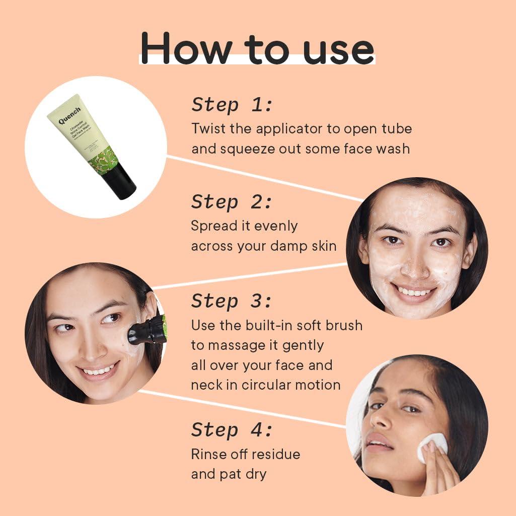 Quench Shine Control Gel Face Wash with In-built Silicone Brush | Korean Face Wash for Oily Skin | Controls Excess Oil & Reduces Blackheads | Made in Korea (100ml)