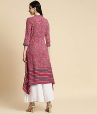 rangita Women Rayon Floral Printed Calf Length A-Line Kurti