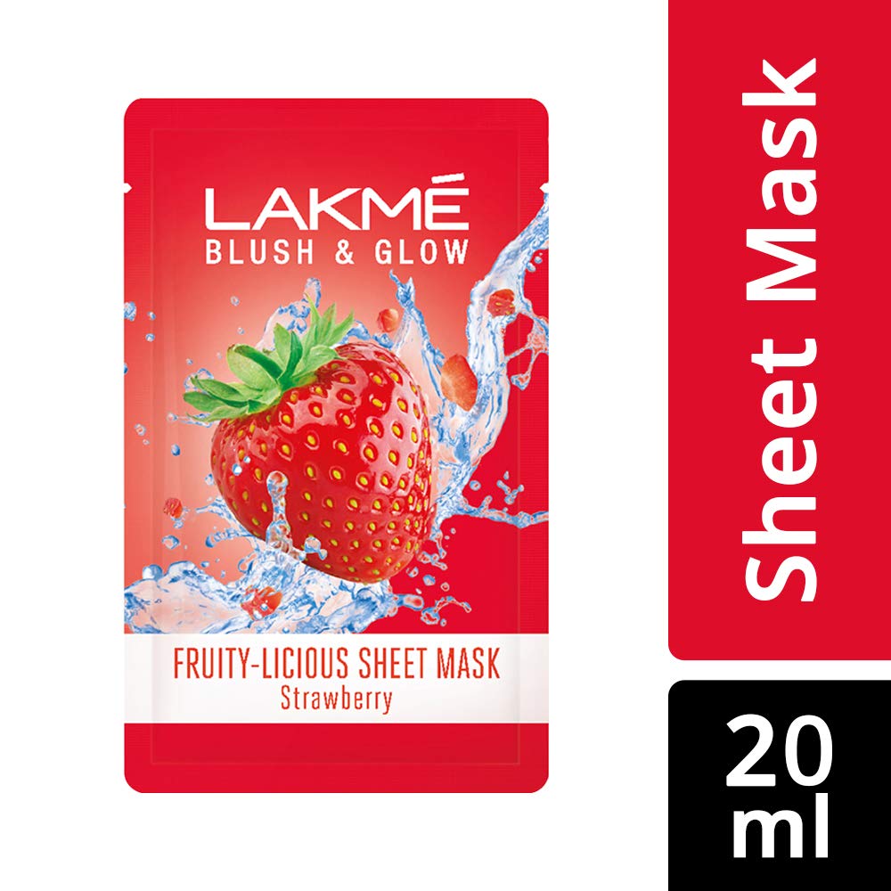 Lakmé Blush & Glow Kiwi Sheet Mask, 20 ml & Blush & Glow Strawberry Sheet Mask, 20 ml