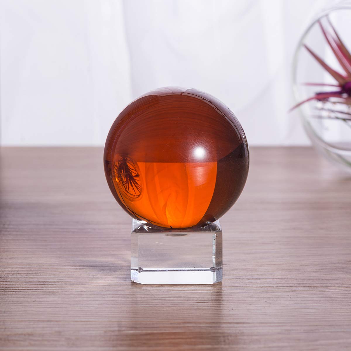 LONGWIN 40mm(1.6 inch) Solid Mini Fengshui Crystal Ball Healing Crystals Amber