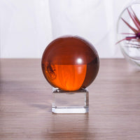 LONGWIN 40mm(1.6 inch) Solid Mini Fengshui Crystal Ball Healing Crystals Amber