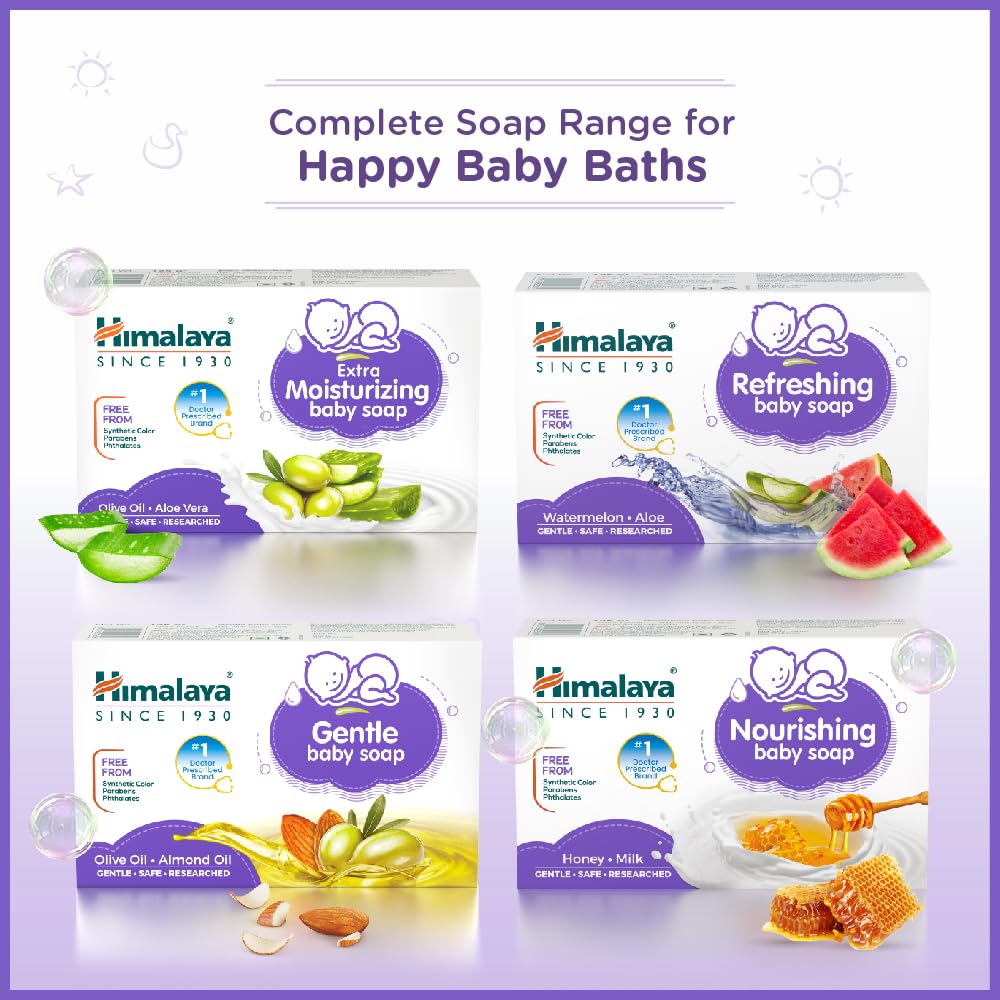 Himalaya Extra Moisturizing Baby Soap 75 G | Free | No 1 Doctor Prescribed Brand | Aloe, Olive, Milk| Cleanses & Moisturizes Baby's  Skin