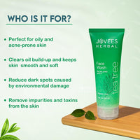 Jovees Herbal Tea Tree Face Wash for Oily & Sensitive Skin | Paraben & Alcohol-Free, Controls Oil, Prevents Breakouts, Remove Dead Skin | Gentle Cleanser For All Skin Types - 120ml (Pack of 3)