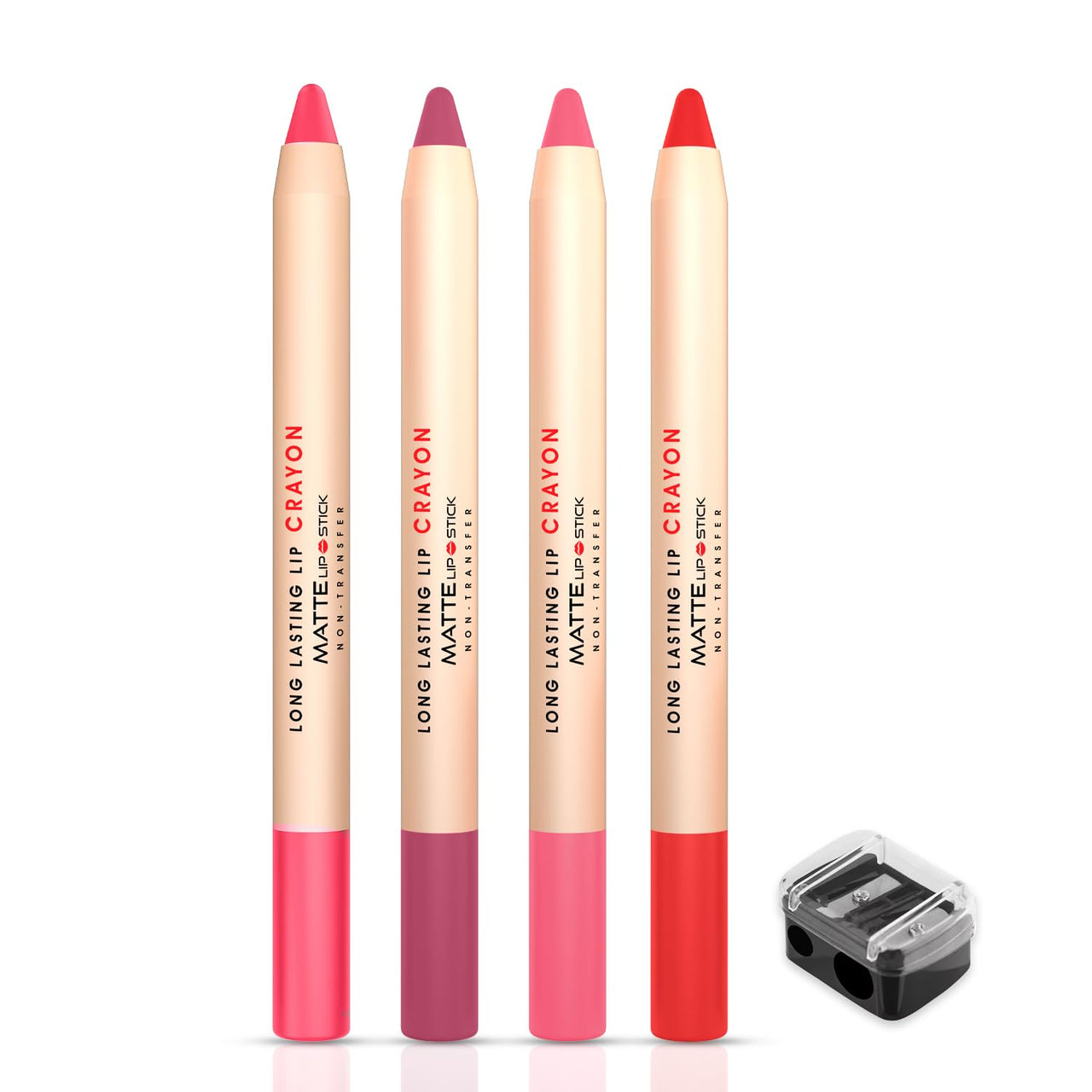 Shryoan Long Lasting Lip Crayon Matte Lipstick Set Of 4 | Non Transfer & Water Proof Lipstick | Full Coverage & Moisturizing Finish (SHADE B) (3.8gm X 4)