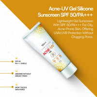 ACNE-UV Gel Sunscreen SPF 30 PA+++ | 30g Sunscreen for Oily Skin Women & Men | Non-Comedogenic Silicone Gel | Visible Light Protection | Water Resistant | Suitable for All Skin Types