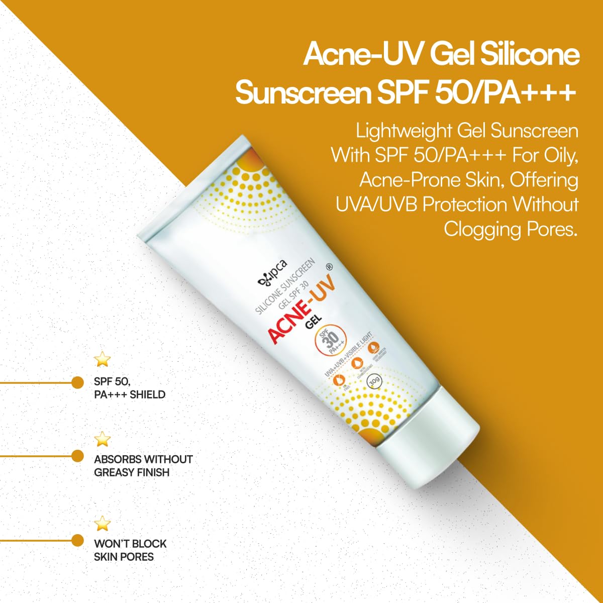 ACNE-UV Gel Sunscreen SPF 30 PA+++ | 30g (Pack 2) Sunscreen for Oily Skin Women & Men | Non-Comedogenic Silicone Gel | Visible Light Protection | Water Resistant | Suitable for All Skin Types