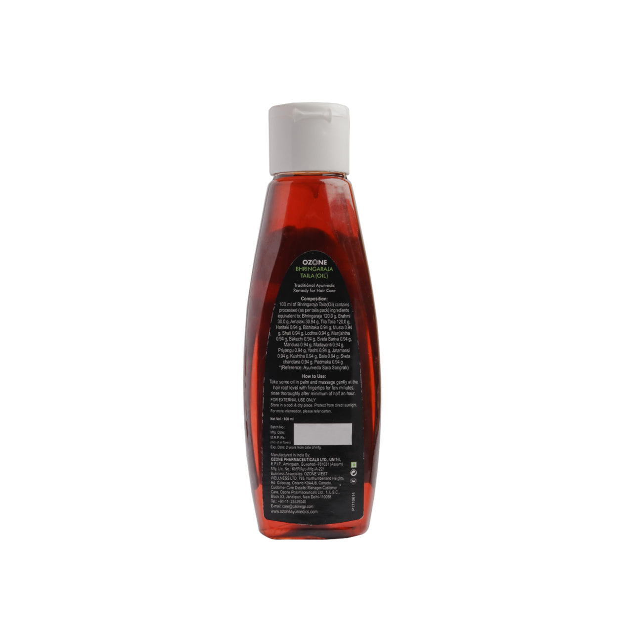 Ozone Bhringaraja Hair Oil - 100% Pure & Natural, Paraben & Sulfate Free, Reduces Hair Damage & Controls Hair Fall - 100 ml