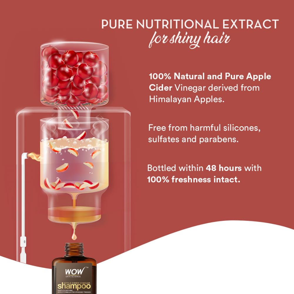 WOW Apple Cider Vinegar No Parabens & Sulphate Shampoo, 200mL