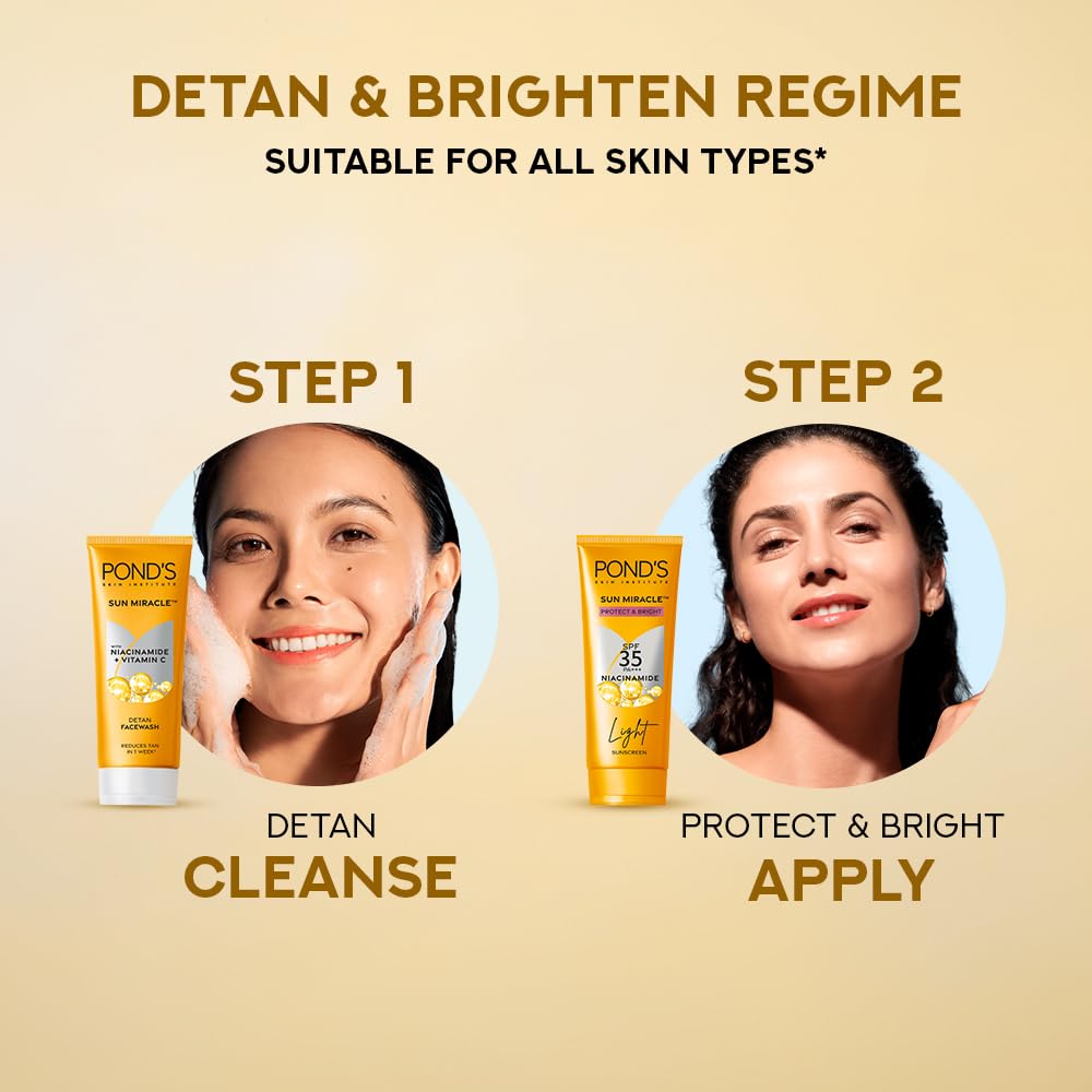 POND's Sun Miracle Spf 35 Pa+++ Light Sunscreen For All Skin-Protect & Bright, With Niacinamide, Prevent & Fade Dark Patches, Lightweight, No White Cast 50G,1 Count