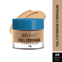 Beauty Berry Full Coverage Concealer, Easy to Blend, Ultra Lightweight & Long Lasting Concealer | Creamy Texture, Highly Pigmented, Waterproof Concealer for Face Makeup (NATURAL GLOW-09, 1)