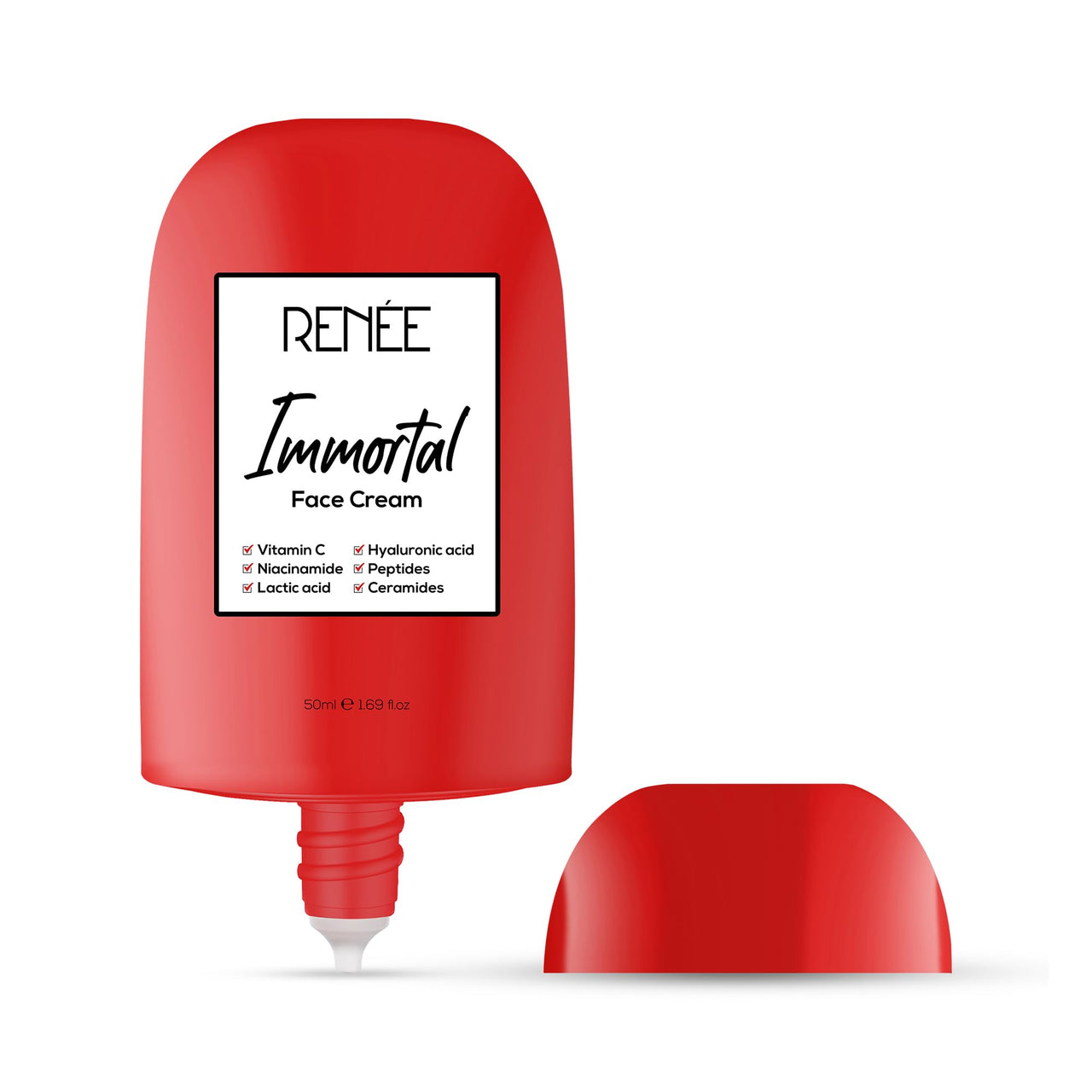 RENEE Immortal All-in-One Face Cream - Brightens, Repairs Skin, Reduces Spots & Fine Lines with Vitamin C, Niacinamide, Lactic Acid, Hyaluronic Acid, Peptides, Ceramides