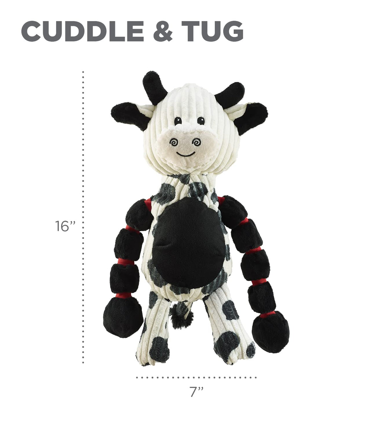 Outward Hound Thunda Tugga Cow Plush & Squeaky Dog Tug Toy Black and White Thunder Tuggerz
