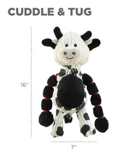 Outward Hound Thunda Tugga Cow Plush & Squeaky Dog Tug Toy Black and White Thunder Tuggerz