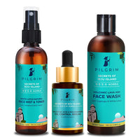 Pilgrim Oily Skin Rescue Kit with 2% Salicylic Acid & Niacinamide Oil Control Serum 30ml, Pore Cleansing Face Wash 100ml, Alcohol Free Face Mist & Toner 100ml | Prevents Acne, Minimizes Pores