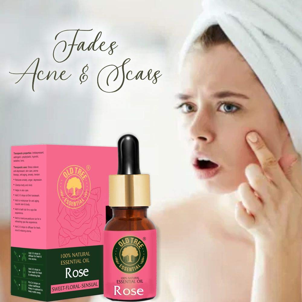 Old Tree Rose Essential Oil for Hair Growth for Women & Men (15ml) - Pure and Natural Oil with Dropper for Skin, Body, Diffuser, Aroma Therapy & Relaxation