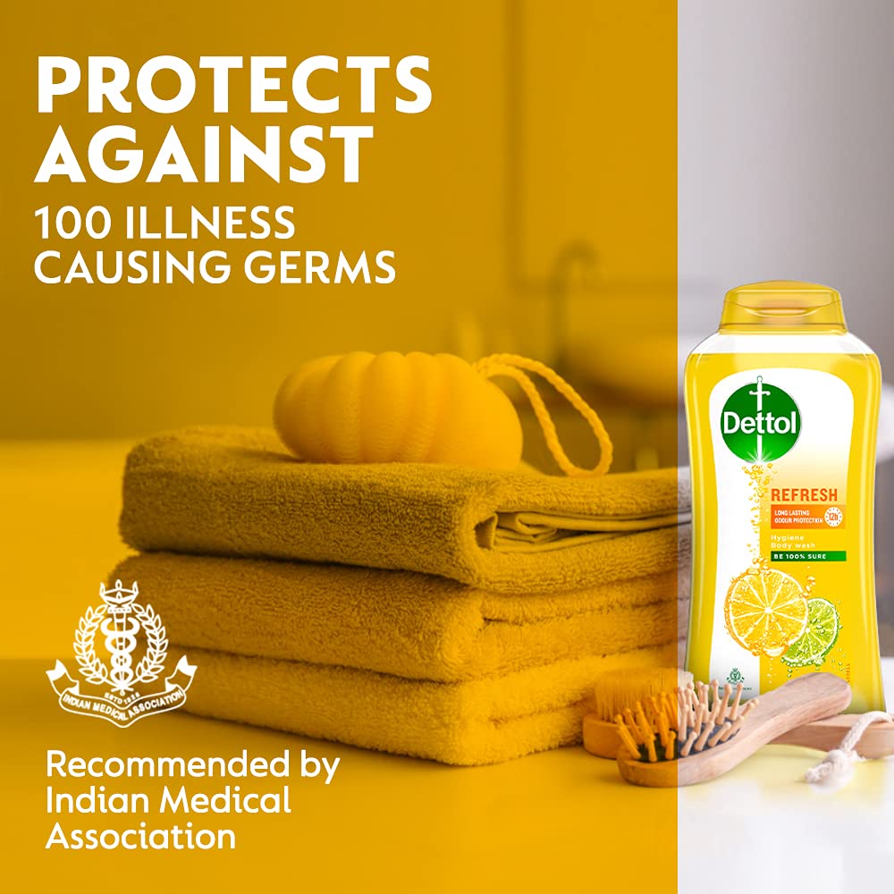 Dettol Liquid Disinfectant for Floor Cleaner, Surface Disinfection, Personal Hygiene (Lime Fresh, 1L) & Body Wash and Shower Gel for Women and Men, Refresh - 250ml | 12h Odour Protection